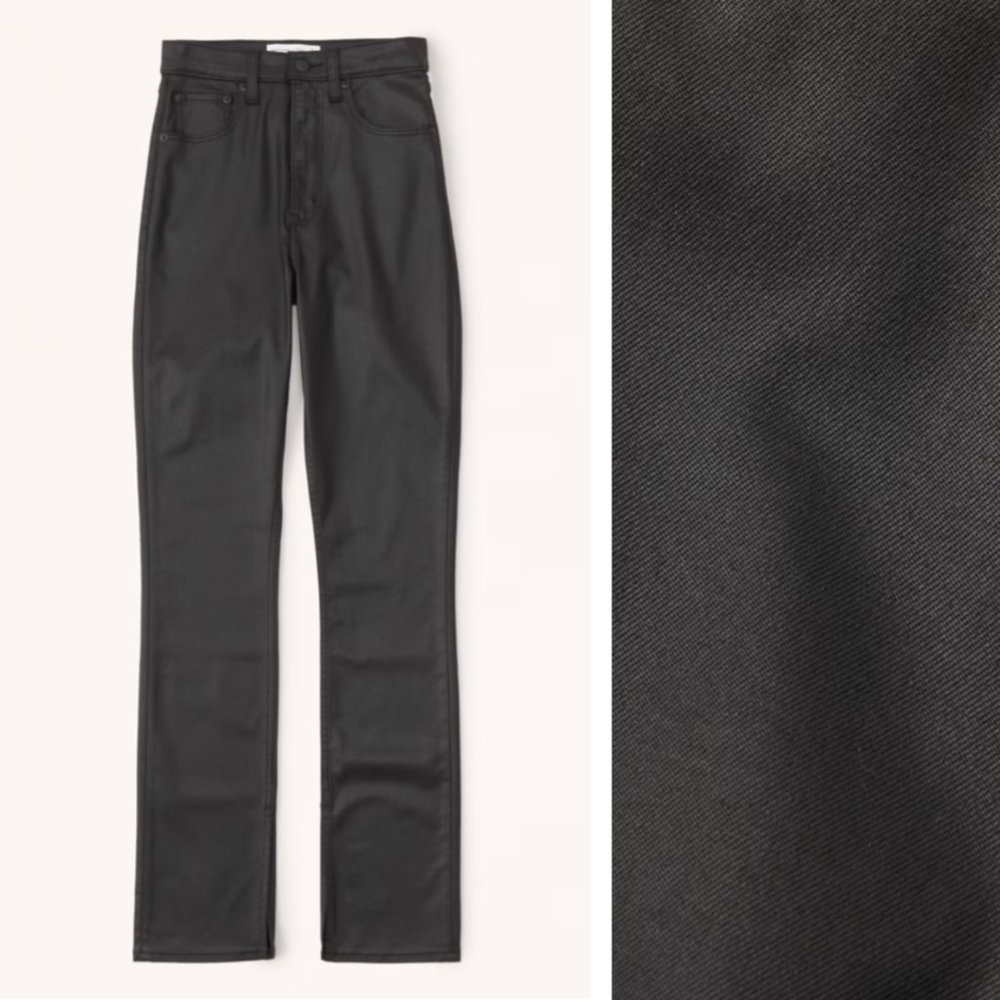 Abercrombie & Fitch 90s Slim Straight Ultra High Rise Jeans Coated Black Curve